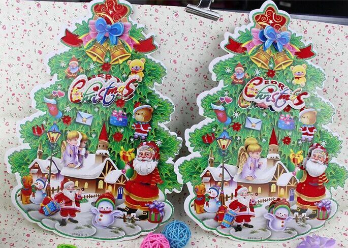 Christmas tree Glass Christmas tree wall decals Wallpaper tree Gold powder flocking Christmas tree Decals