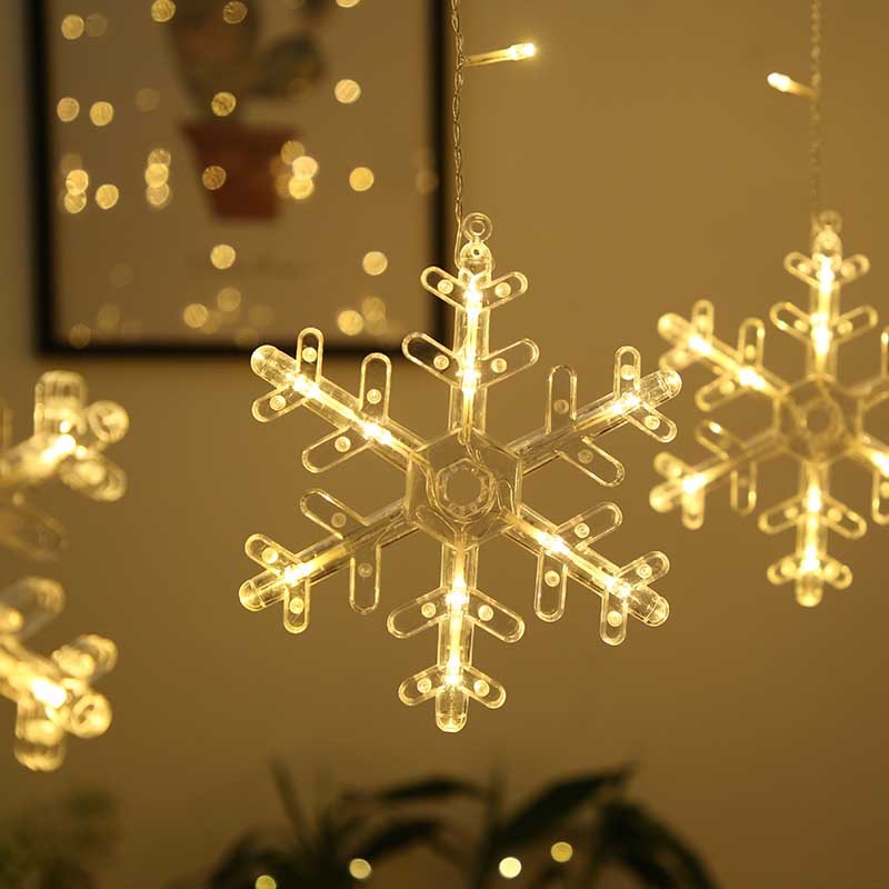 Christmas Window Decoration Light Snowflake Curtain Light LED Ornamental Festoon Lamp Room Background Wall New Year Dress up