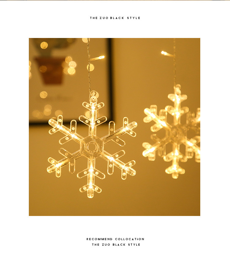 Christmas Window Decoration Light Snowflake Curtain Light LED Ornamental Festoon Lamp Room Background Wall New Year Dress up