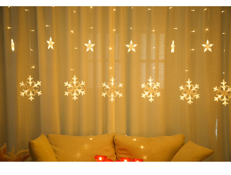 Christmas Window Decoration Light Snowflake Curtain Light LED Ornamental Festoon Lamp Room Background Wall New Year Dress up