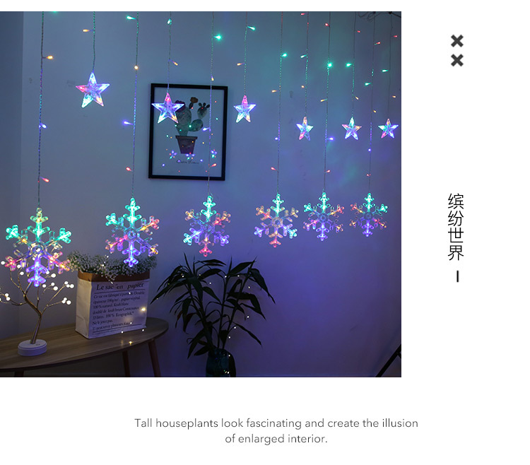 Christmas Window Decoration Light Snowflake Curtain Light LED Ornamental Festoon Lamp Room Background Wall New Year Dress up