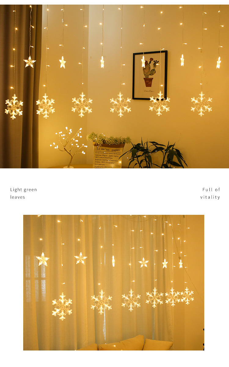 Christmas Window Decoration Light Snowflake Curtain Light LED Ornamental Festoon Lamp Room Background Wall New Year Dress up