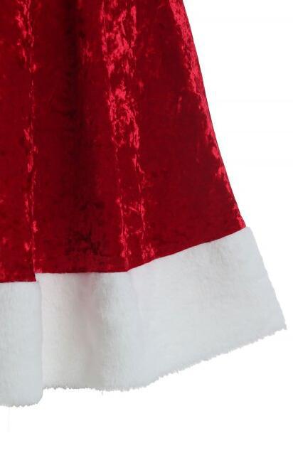European and American New Autumn and Winter Stitching Contrast Color Tight Waist Pleuche Dress Christmas Style Dress for Women