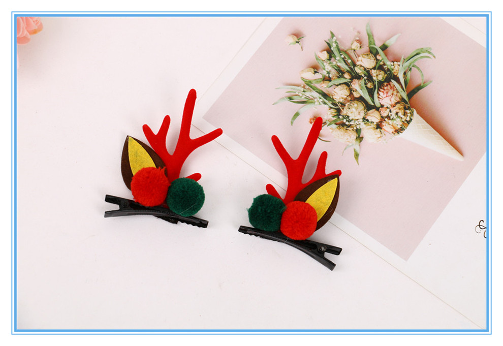 Christmas Headband Small Antlers Barrettes Christmas Elk Ear Barrettes Elk Horn Headwear Children Dress Ornament