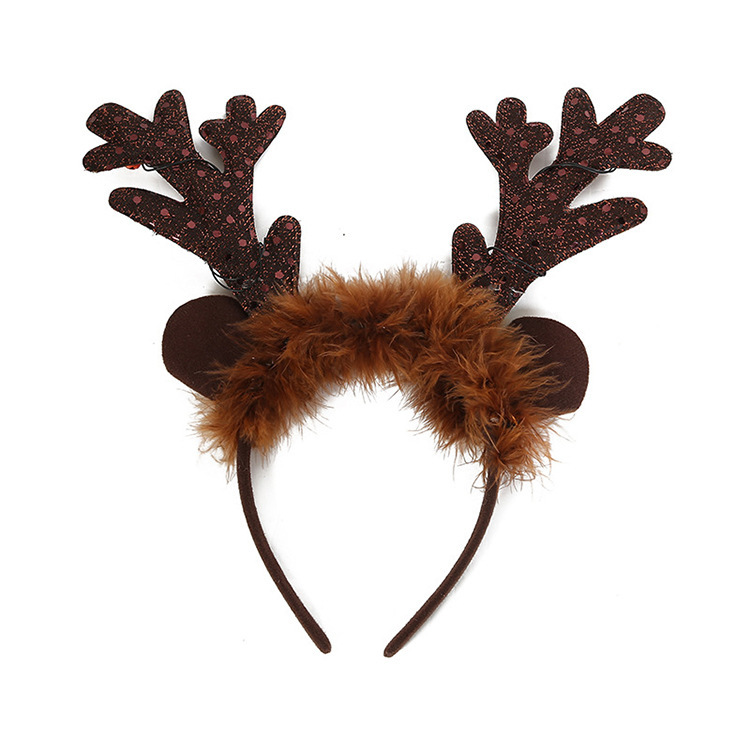 New Glowing Elk Headband Hair Accessories Cartoon Christmas Head Band Party Show Dress up Six Lights Antlers Headband Wholesale