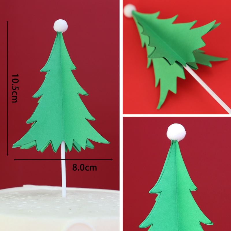 Baking Birthday Cake Decoration Christmas Series Plug-in Christmas Old Christmas Tree Train Decorative Flag Dessert Bar Dress up