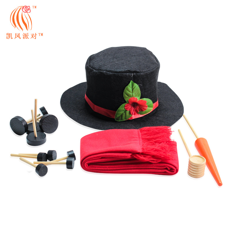 Kaifeng Party Upgraded Christmas Snowman Dress-up Set Combination Wooden Button Pipe Hat Scarf