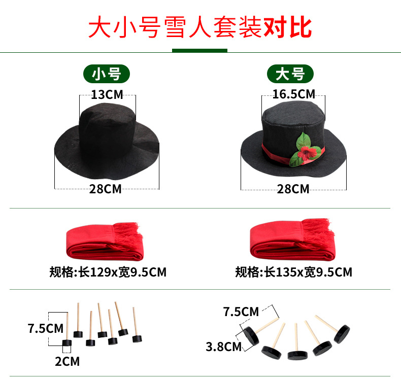 Kaifeng Party Upgraded Christmas Snowman Dress-up Set Combination Wooden Button Pipe Hat Scarf