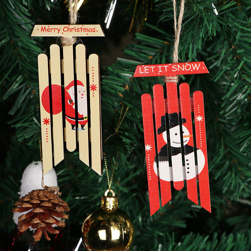 New Spot Christmas Decoration Supplies Home Shopping Mall Christmas Tree Dress up Wooden Snowman Old Man Christmas Hanging Decoration
