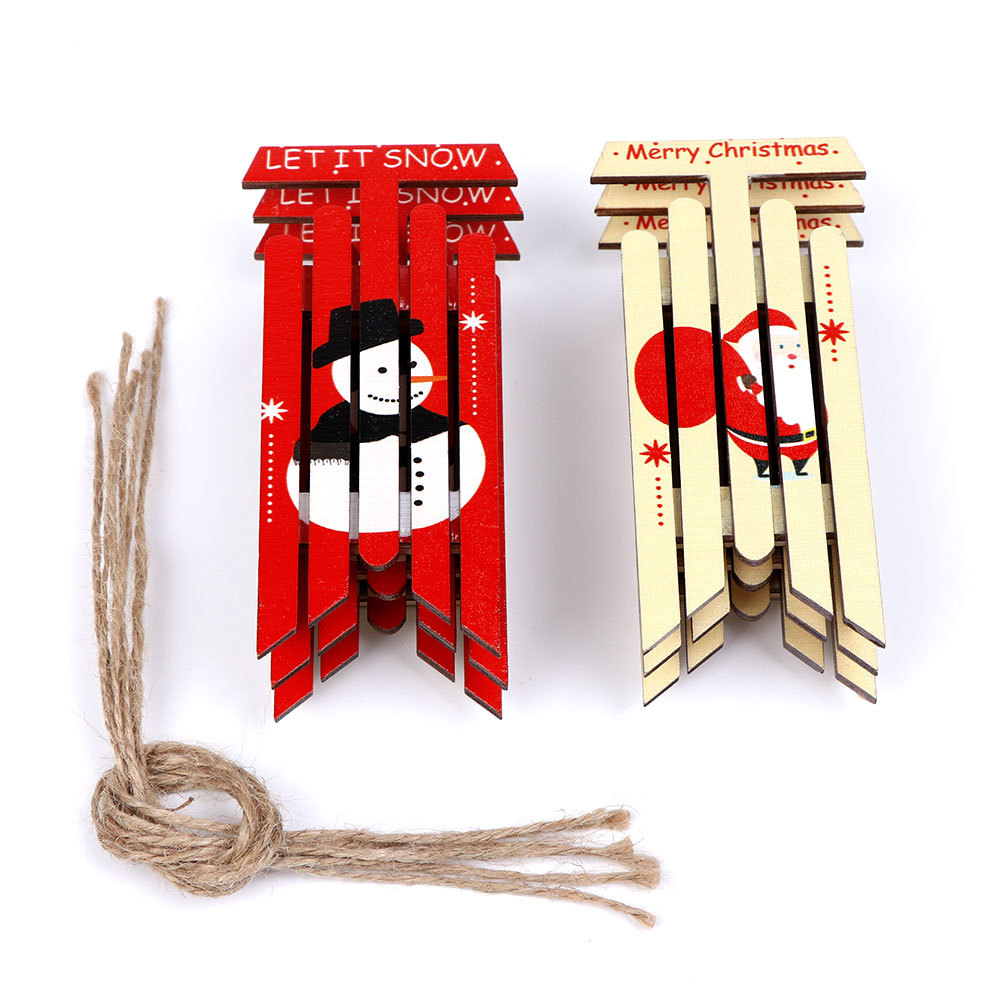 New Spot Christmas Decoration Supplies Home Shopping Mall Christmas Tree Dress up Wooden Snowman Old Man Christmas Hanging Decoration