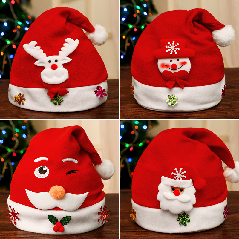 Christmas Hat Christmas Gift Children Adult Snowman Old Man Deer Long Fluff Antlers Modeling Evening Party Decoration Dress up Cap
