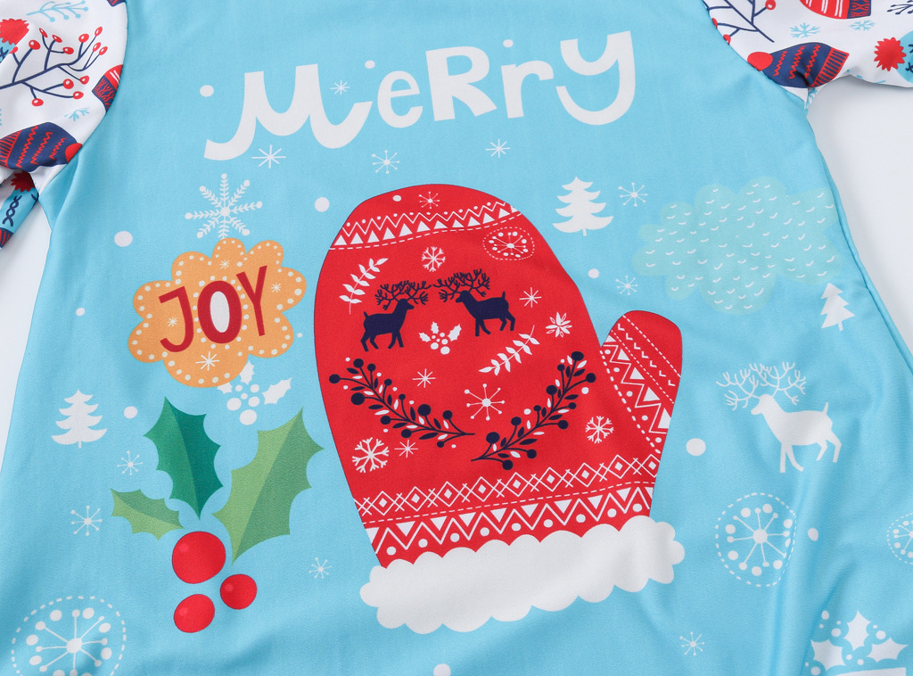 Girls' Dress Christmas Clothing Cartoon Digital Printed round Neck Long Sleeve Princess Dress Autumn New Kids' Skirt