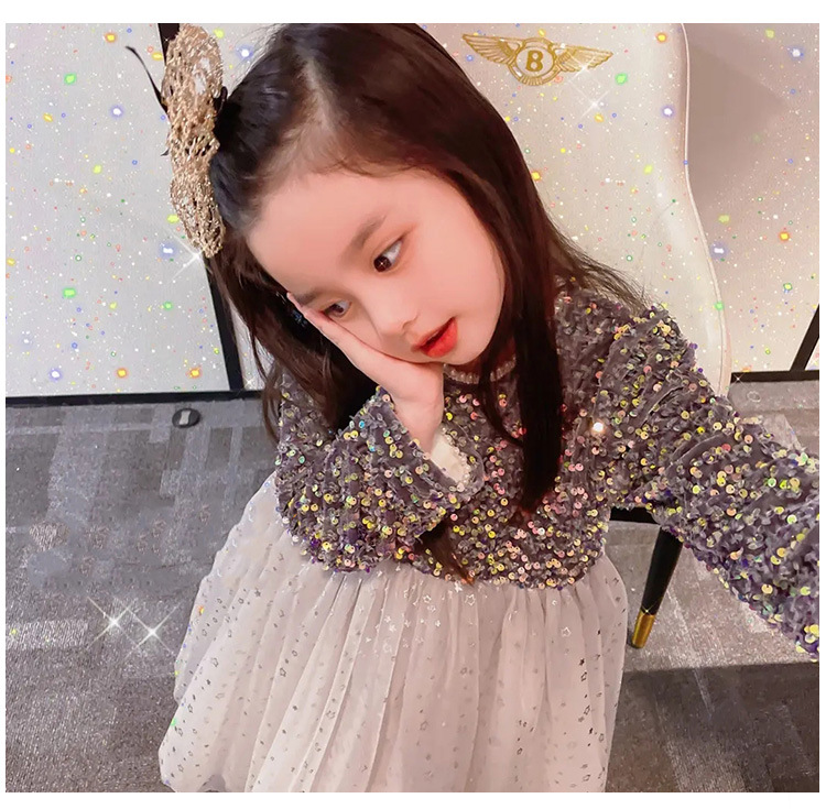 Girls' Dress 2021 New Western Style Christmas Autumn and Winter Birthday Dress Princess Dress Kids' Skirt Sequined Dress Girls' Dress 2021 New Western Style Christmas Autumn and Winter Birthday Dress Princess Dress Kids' Skirt Sequined Dress