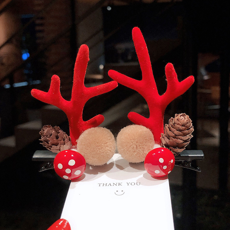 Christmas Barrettes New Plush Christmas Flocking Elk Horn Hairpin Hair Ornaments Children's Festival Dress up Headwear Wholesale Christmas Barrettes New Plush Christmas Flocking Elk Horn Hairpin Hair Ornaments Children's Festival Dress up Headwear Wholesale