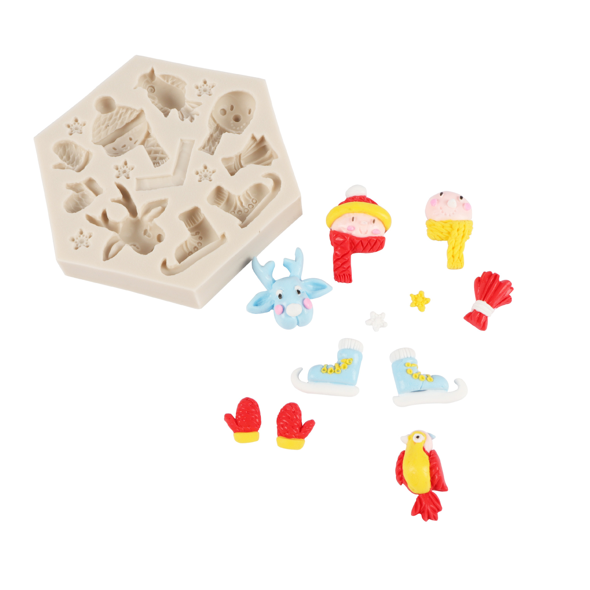 Cake Mold Christmas Dress up Snowman Elk Fondant Mold Gift Clown Santa Claus Epoxy Mold