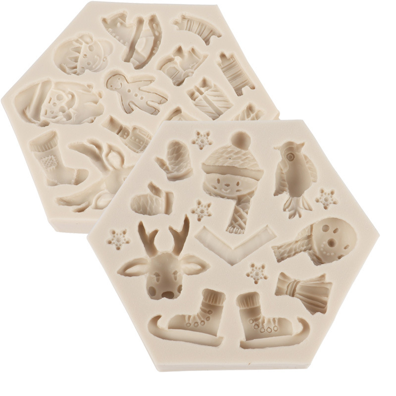 Cake Mold Christmas Dress up Snowman Elk Fondant Mold Gift Clown Santa Claus Epoxy Mold