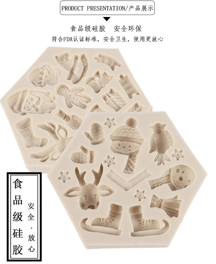 Cake Mold Christmas Dress up Snowman Elk Fondant Mold Gift Clown Santa Claus Epoxy Mold