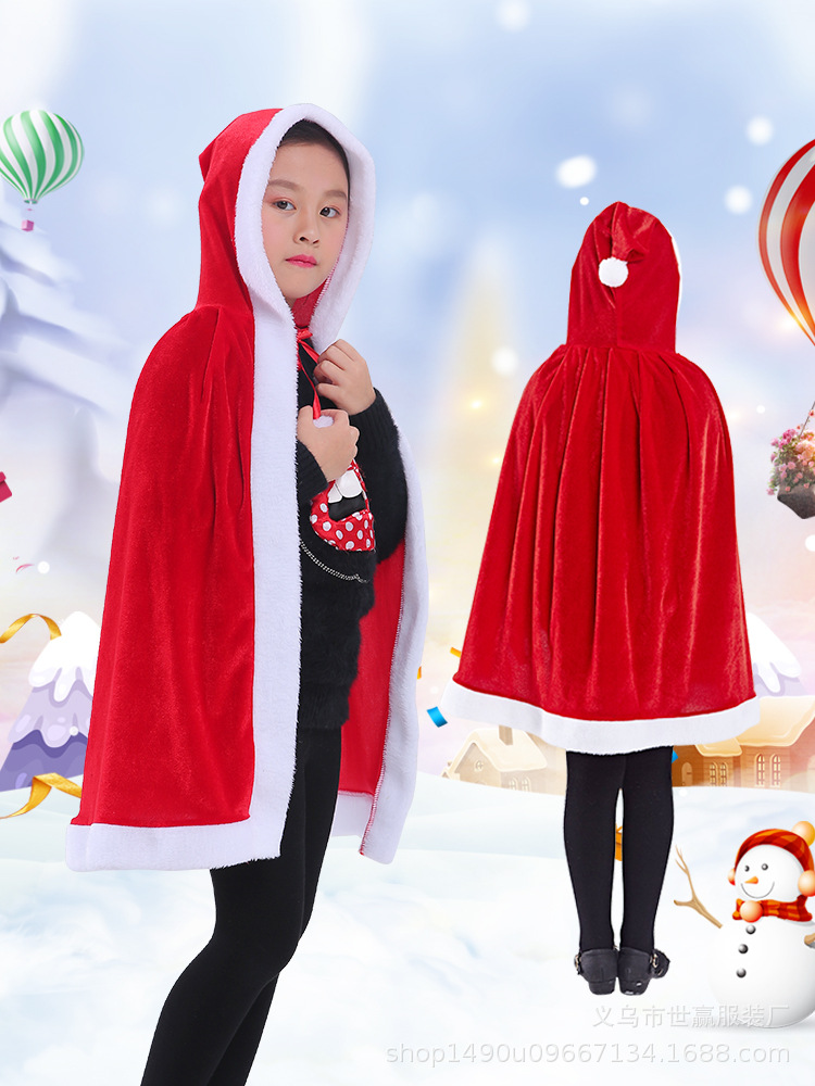 New Christmas cape children's cape dress up clothing Europe and the United States popular red adult Santa Claus cape New Christmas cape children's cape dress up clothing Europe and the United States popular red adult Santa Claus cape