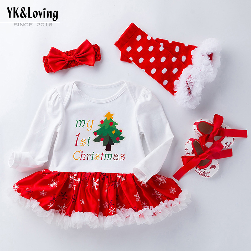 Christmas Big Snowflake Baby&#039;s Gown Baby Suit Cotton Cartoon Long Sleeve Baby Dress Wish Amazon Hot Sale