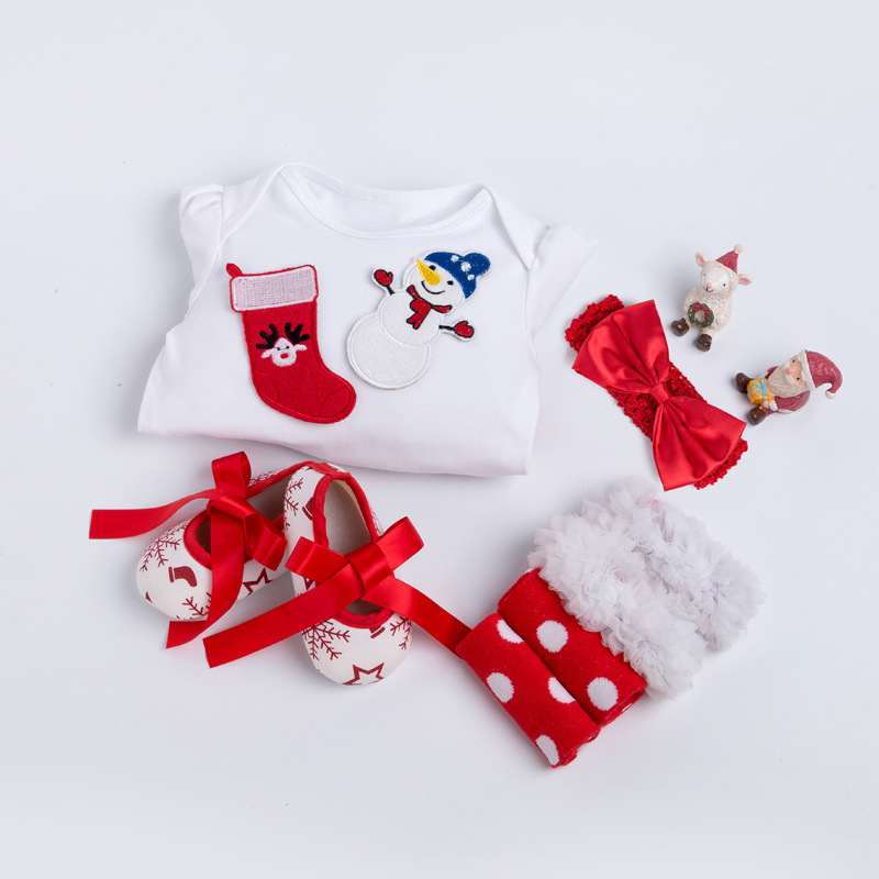 Christmas Big Snowflake Baby&#039;s Gown Baby Suit Cotton Cartoon Long Sleeve Baby Dress Wish Amazon Hot Sale