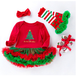 Christmas Big Snowflake Baby's Gown Baby Suit Cotton Cartoon Long Sleeve Baby Dress Wish Amazon Hot Sale