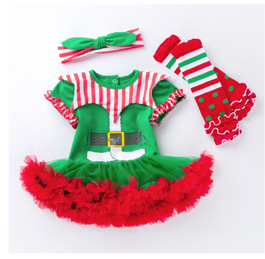 Christmas Big Snowflake Baby's Gown Baby Suit Cotton Cartoon Long Sleeve Baby Dress Wish Amazon Hot Sale