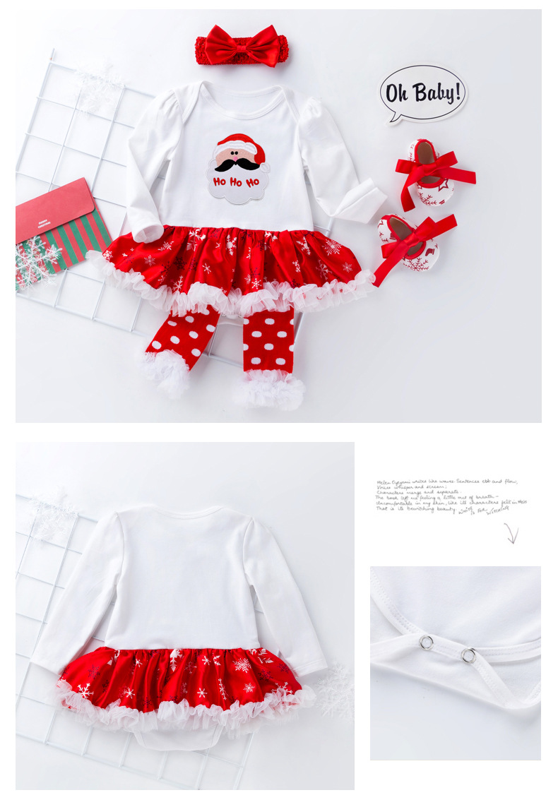 Christmas Big Snowflake Baby's Gown Baby Suit Cotton Cartoon Long Sleeve Baby Dress Wish Amazon Hot Sale