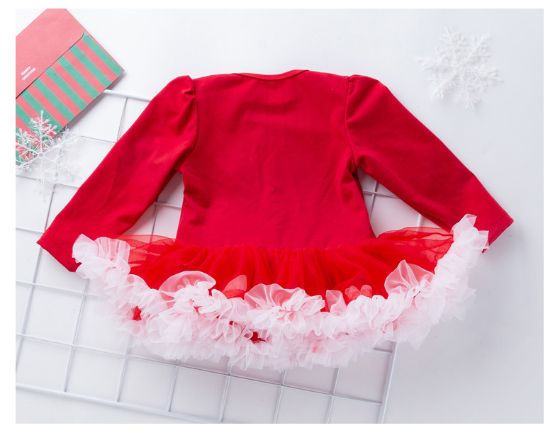 Christmas Big Snowflake Baby's Gown Baby Suit Cotton Cartoon Long Sleeve Baby Dress Wish Amazon Hot Sale