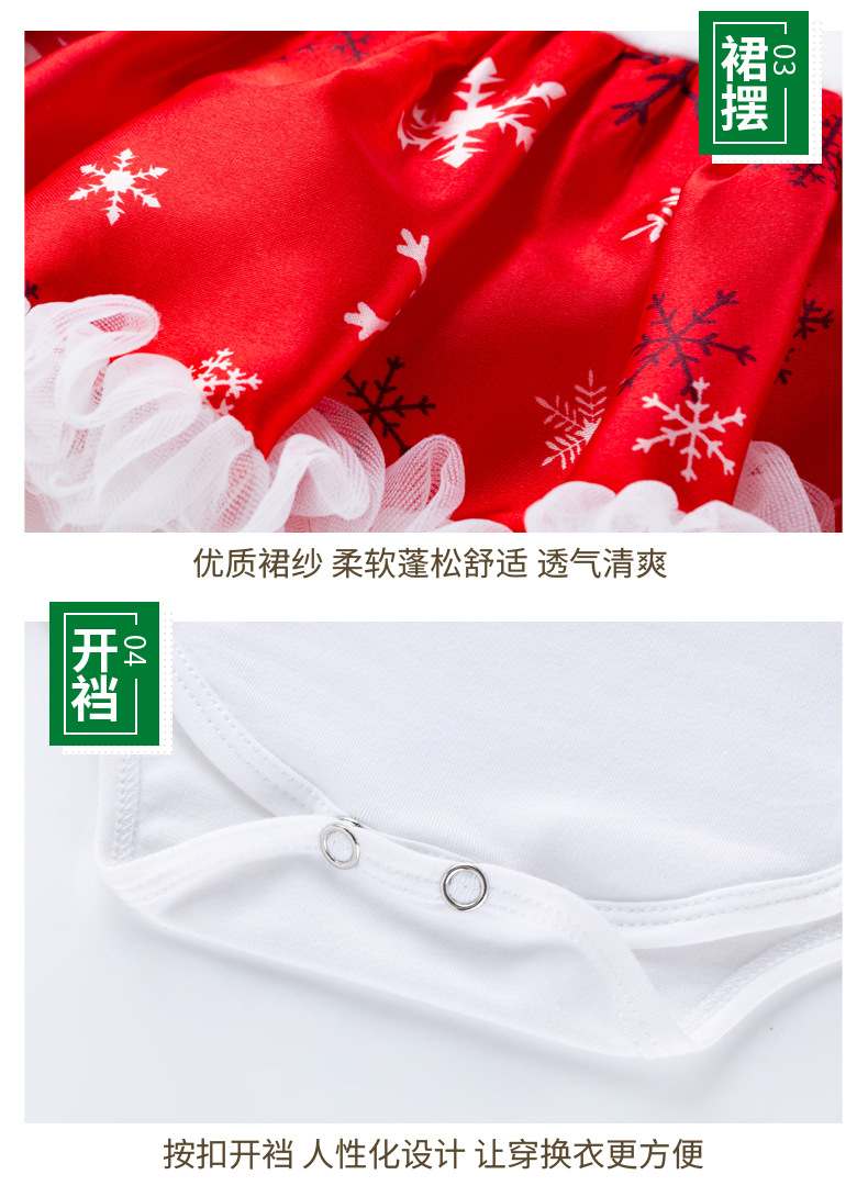 Christmas Big Snowflake Baby's Gown Baby Suit Cotton Cartoon Long Sleeve Baby Dress Wish Amazon Hot Sale