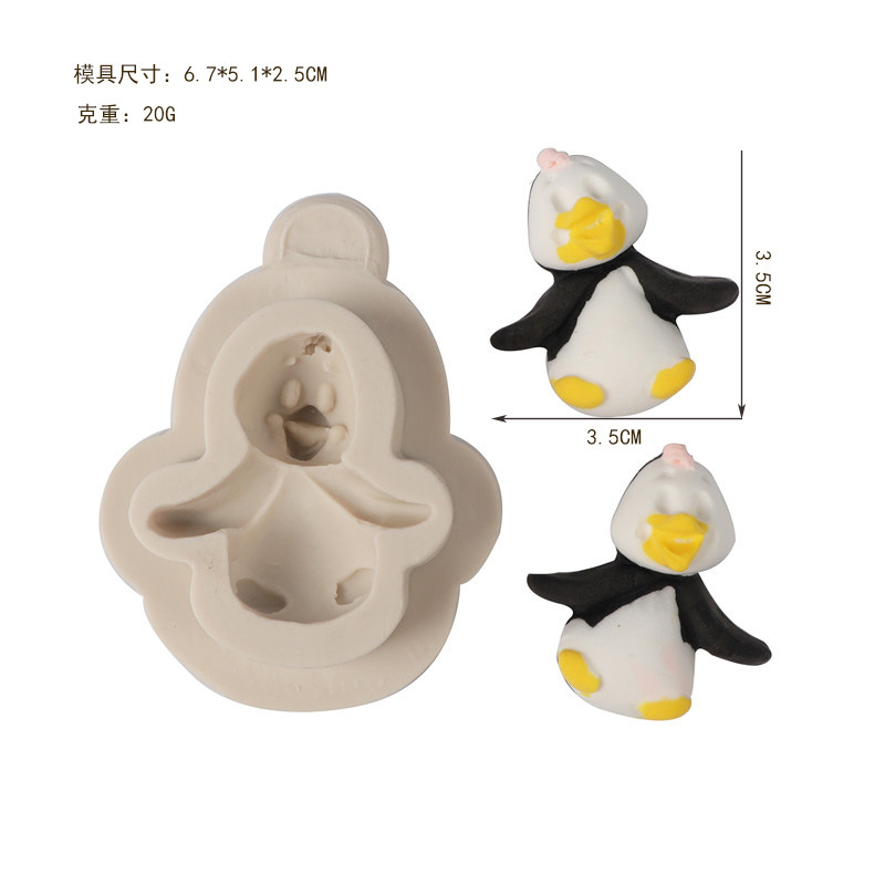 Christmas Dress up Silicone Mold Fondant Penguin Cake Mold DIY Crystal Glue Mold Baking Tool