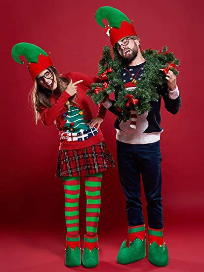 Christmas Elf Shoes Christmas Stocking Ball Dress up Elf Elf Candy-like Shoes Hat Cross-Border E-Commerce Hot Sale