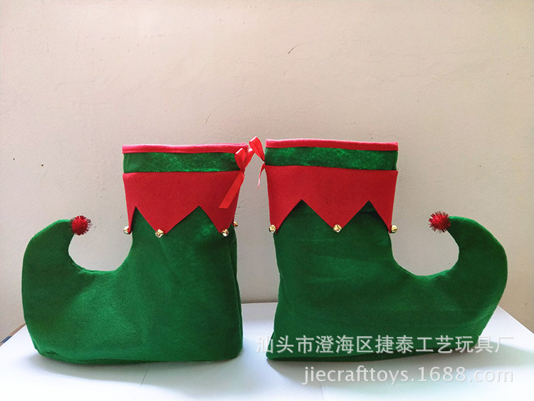 Christmas Elf Shoes Christmas Stocking Ball Dress up Elf Elf Candy-like Shoes Hat Cross-Border E-Commerce Hot Sale