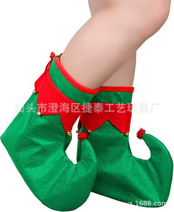 Christmas Elf Shoes Christmas Stocking Ball Dress up Elf Elf Candy-like Shoes Hat Cross-Border E-Commerce Hot Sale