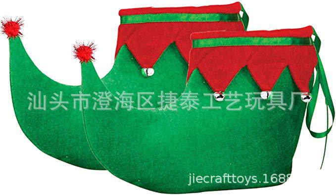 Christmas Elf Shoes Christmas Stocking Ball Dress up Elf Elf Candy-like Shoes Hat Cross-Border E-Commerce Hot Sale