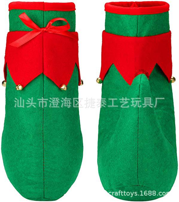 Christmas Elf Shoes Christmas Stocking Ball Dress up Elf Elf Candy-like Shoes Hat Cross-Border E-Commerce Hot Sale