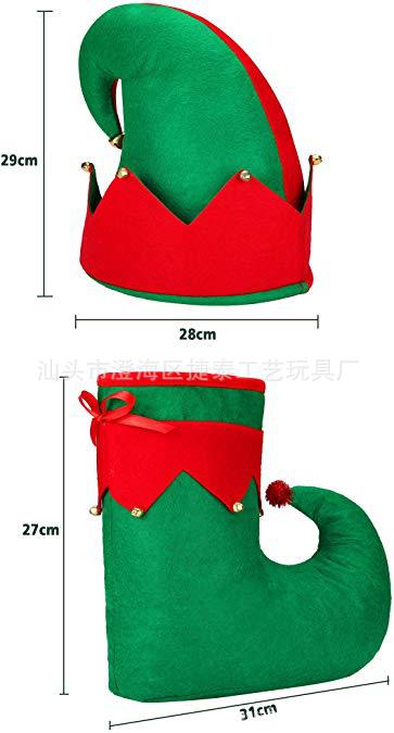 Christmas Elf Shoes Christmas Stocking Ball Dress up Elf Elf Candy-like Shoes Hat Cross-Border E-Commerce Hot Sale