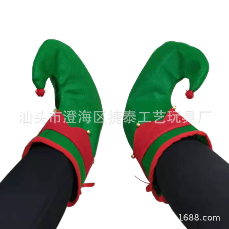 Christmas Elf Shoes Christmas Stocking Ball Dress up Elf Elf Candy-like Shoes Hat Cross-Border E-Commerce Hot Sale