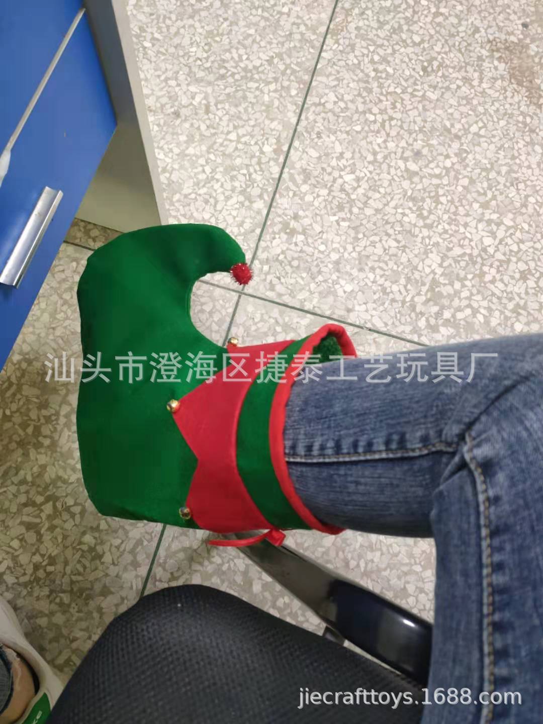 Christmas Elf Shoes Christmas Stocking Ball Dress up Elf Elf Candy-like Shoes Hat Cross-Border E-Commerce Hot Sale