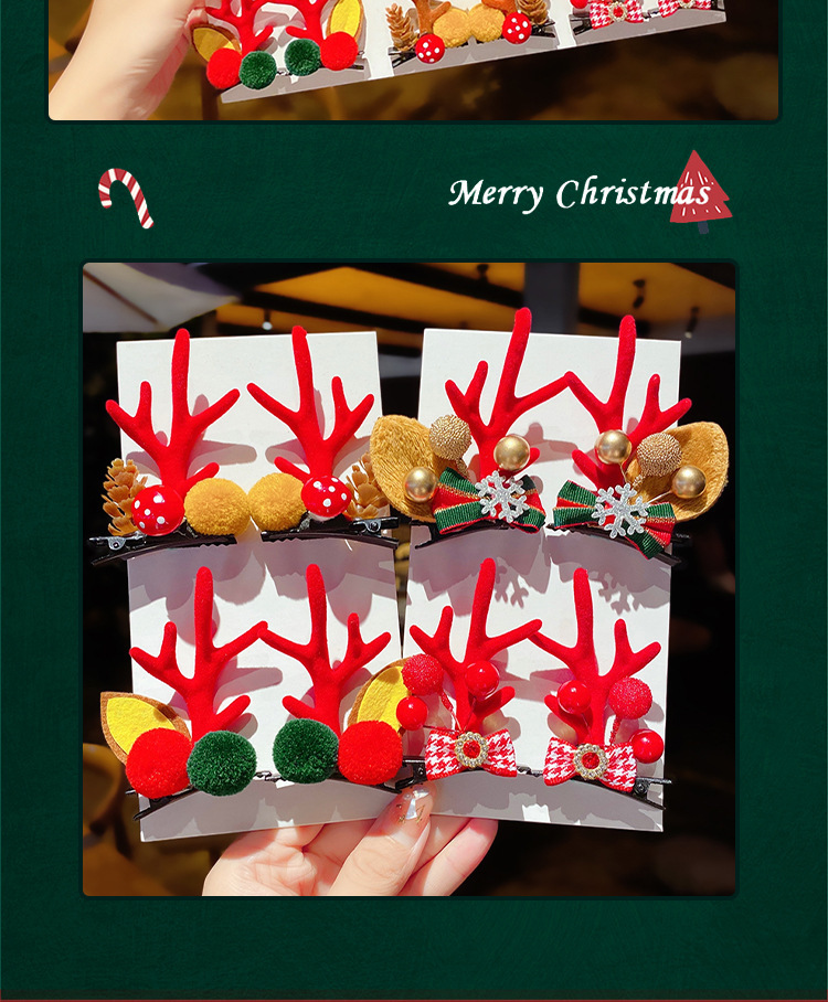 New Christmas New Year's Day Antlers Cartoon Hairpin Headdress Children's Hairpin Dress up Cute Student Online Red Female