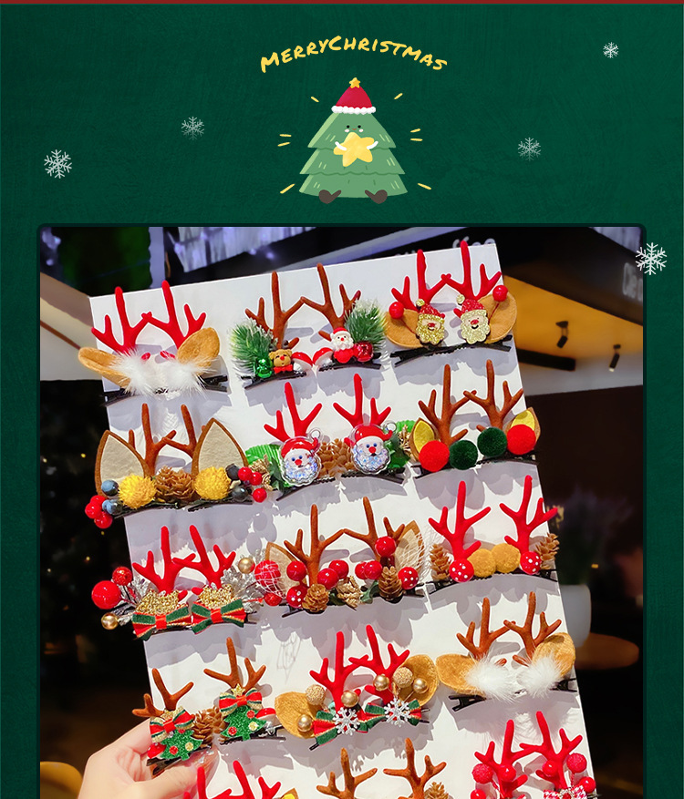 New Christmas New Year's Day Antlers Cartoon Hairpin Headdress Children's Hairpin Dress up Cute Student Online Red Female