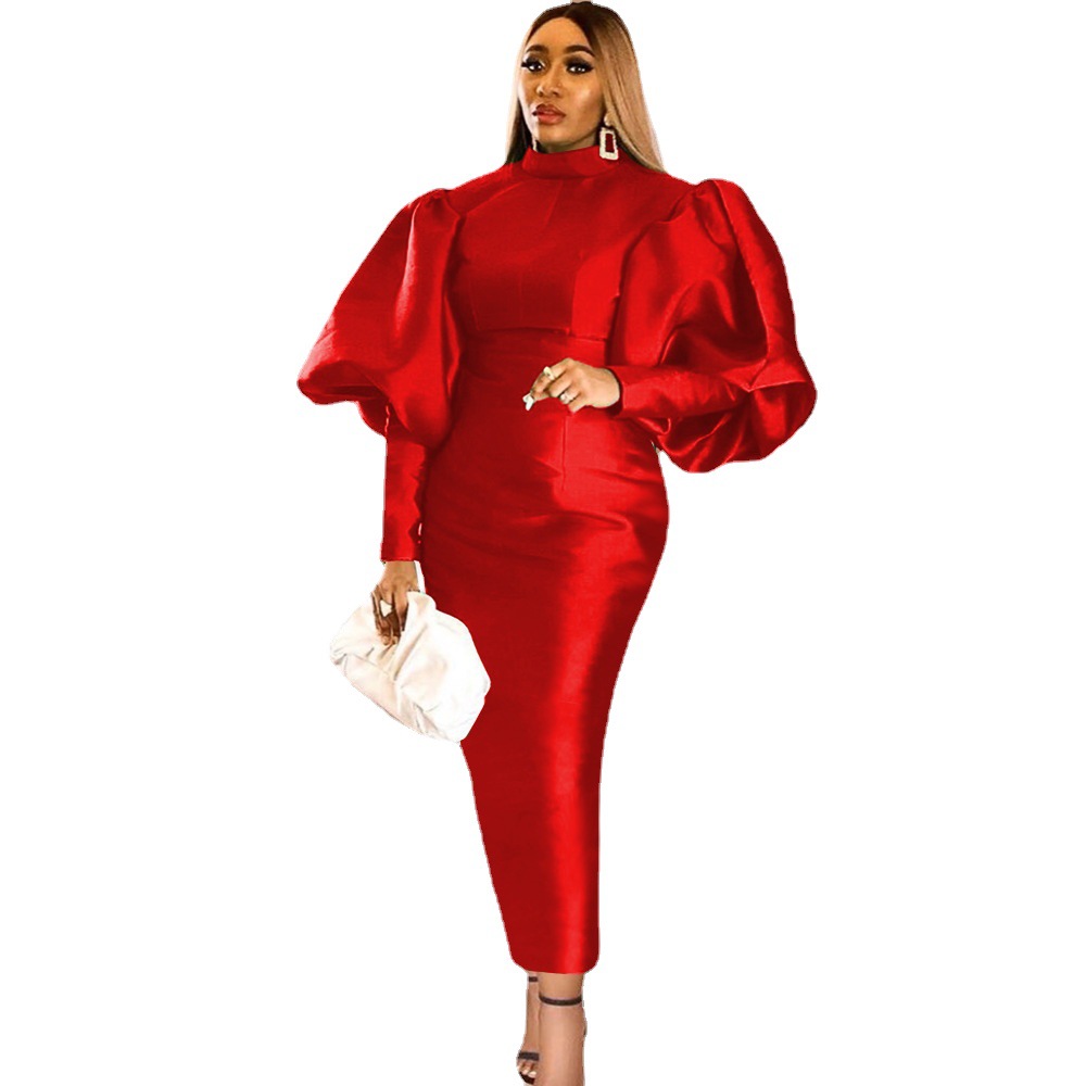 Green Puff Sleeve Christmas Dress Banquet Evening Dress plus Size Women&#039;s Dress Long Dress Party Dress