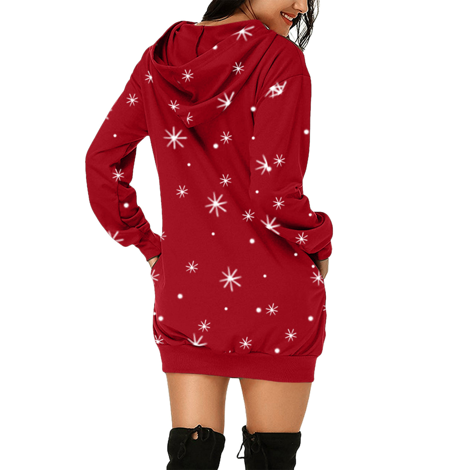 2021 European and American Foreign Trade New Wish Amazon Cross-Border Christmas Floral Print Long Sleeve Pullover Dress Mid-Skirt Women 2021 European and American Foreign Trade New Wish Amazon Cross-Border Christmas Floral Print Long Sleeve Pullover Dress Mid-Skirt Women