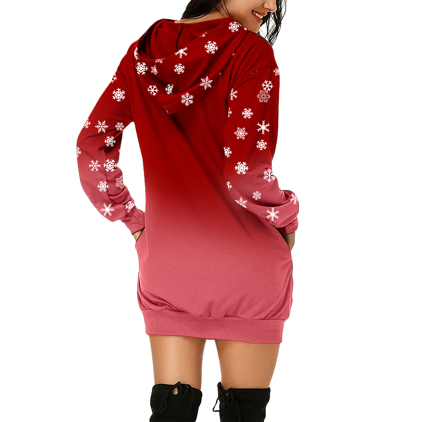 2021 European and American Foreign Trade New Wish Amazon Cross-Border Christmas Floral Print Long Sleeve Pullover Dress Mid-Skirt Women 2021 European and American Foreign Trade New Wish Amazon Cross-Border Christmas Floral Print Long Sleeve Pullover Dress Mid-Skirt Women