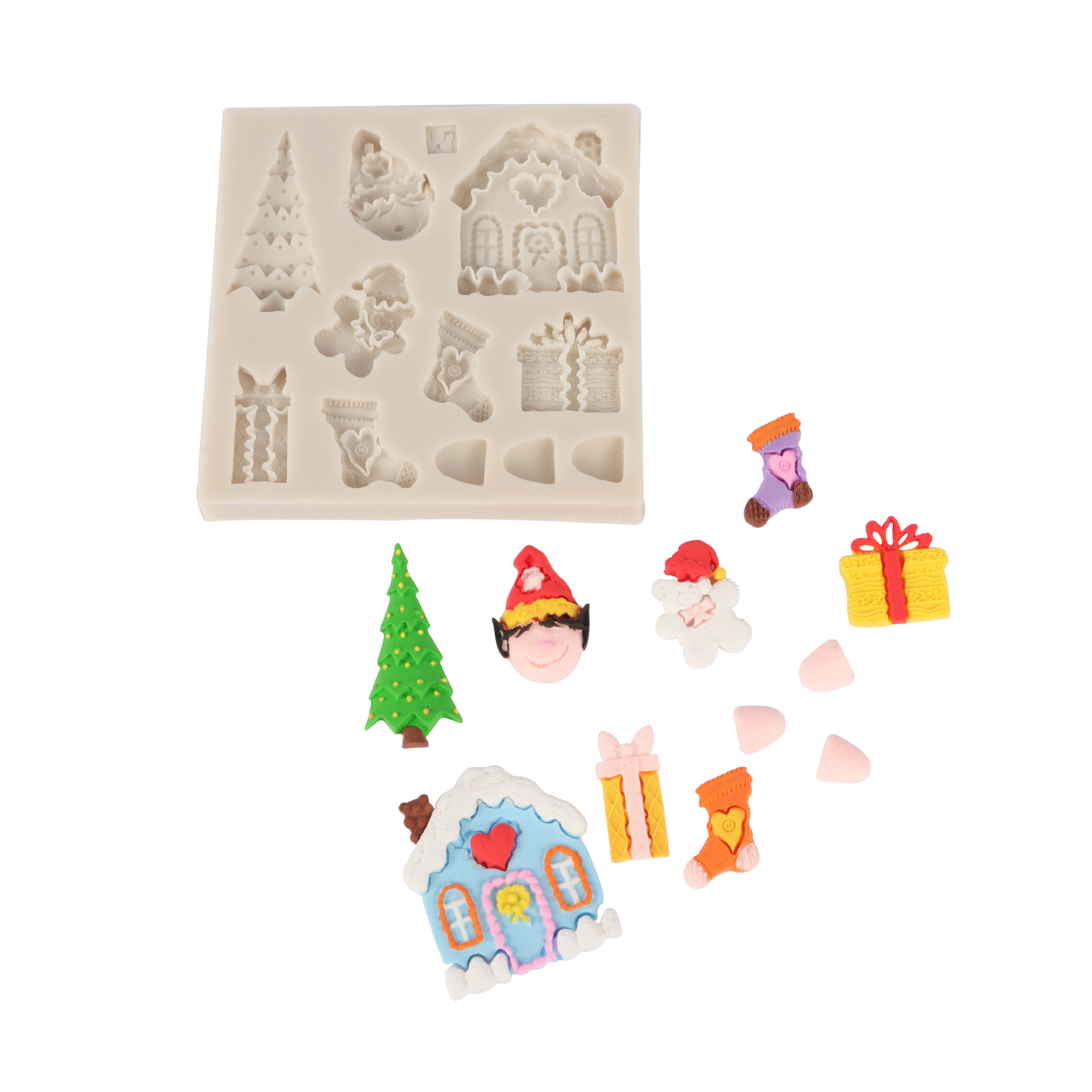 Silicone Mold Christmas Dress Up Cake Mold Sled Old Man Elk Fondant Mold Christmas Tree Epoxy Mold