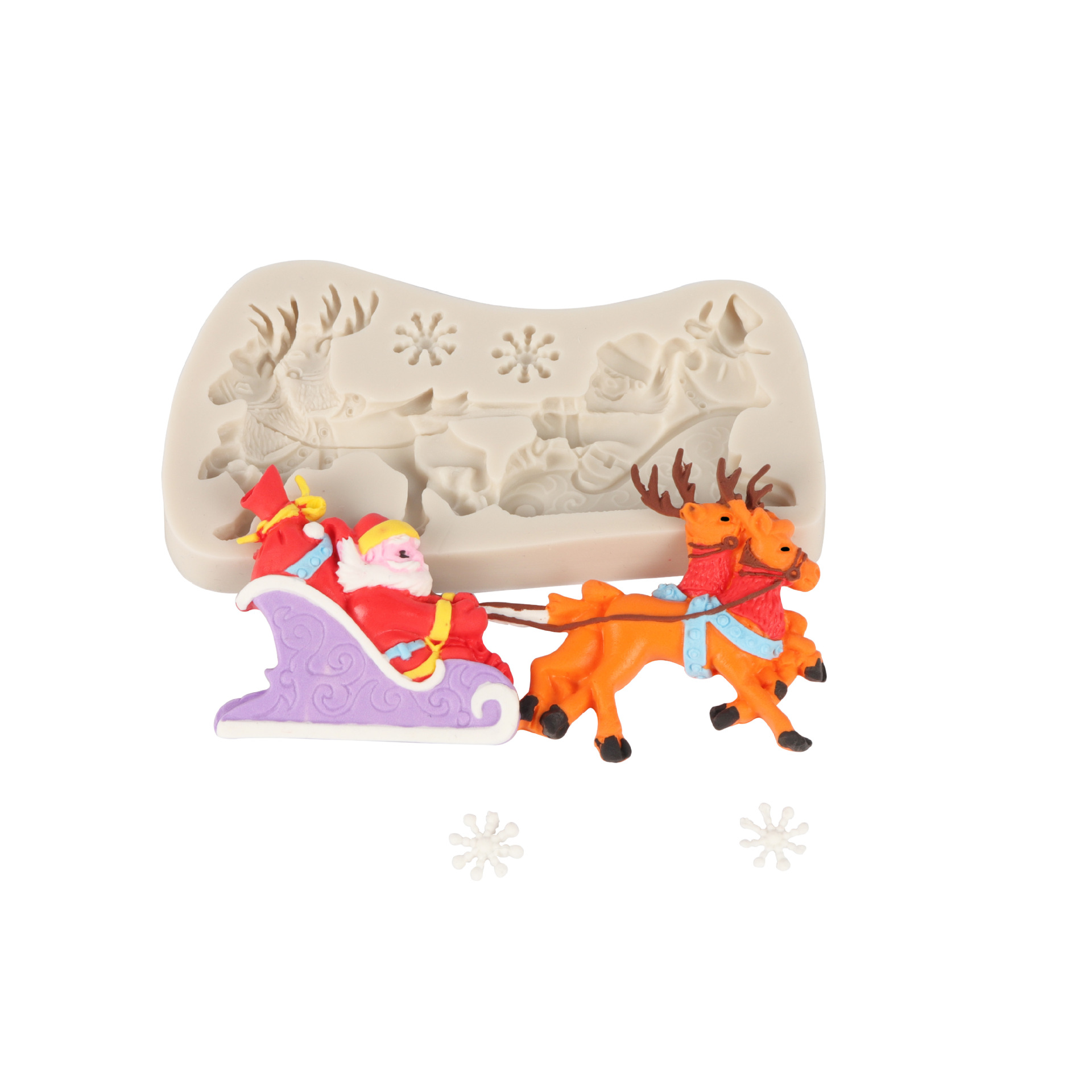 Silicone Mold Christmas Dress Up Cake Mold Sled Old Man Elk Fondant Mold Christmas Tree Epoxy Mold