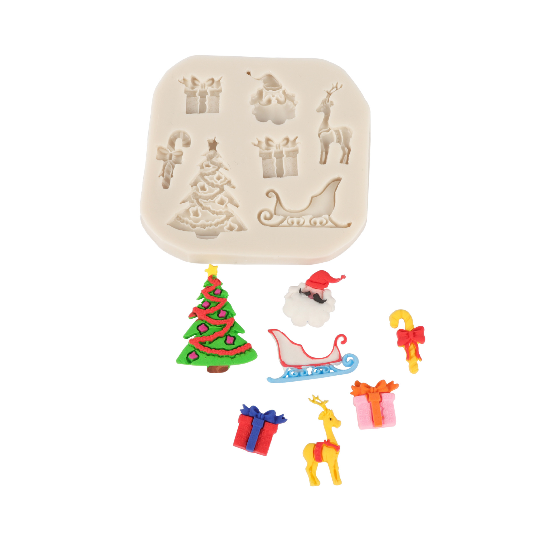 Silicone Mold Christmas Dress Up Cake Mold Sled Old Man Elk Fondant Mold Christmas Tree Epoxy Mold