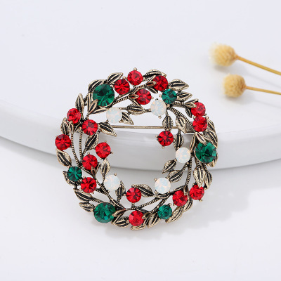 Accessories Snowflake dress High-end Christmas Pin Foreign Trade Jewelry Brooch Vintage Full color Diamond Christmas Accessories Snowflake dress High-end Christmas Pin Foreign trade