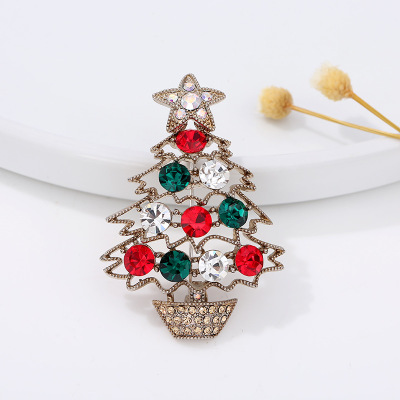 Accessories Snowflake dress High-end Christmas Pin Foreign Trade Jewelry Brooch Vintage Full color Diamond Christmas Accessories Snowflake dress High-end Christmas Pin Foreign trade