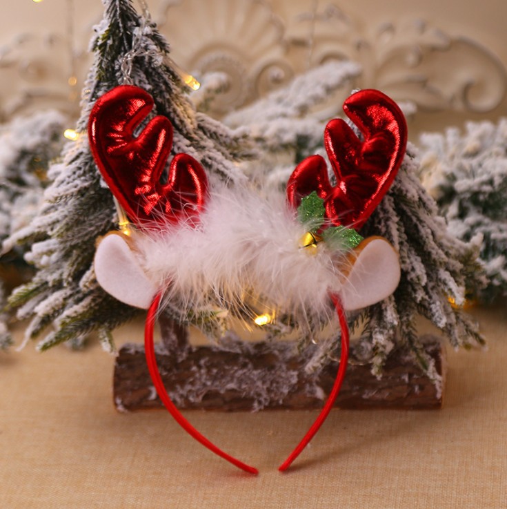 Christmas Decorations Fluffy Antlers Bell Head Buckle Headband Headband Head Accessories Children's Party Evening Dress up