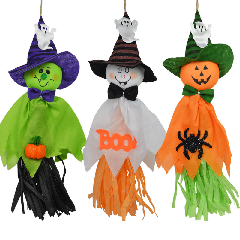 Cross Border hot style hotel Kindergarten bar Halloween decoration supplies ghost flowers decoration props hang pumpkin